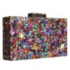 Clutch Acrílico Multi Color Luxo Retangular Alça Em Corrente Dourada - Bongosto