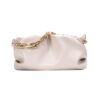 Bolsa Clutch Saco de Couro com Corrente Grossa Dourada