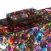 Clutch Acrílico Multi Color Luxo Retangular Alça Em Corrente Dourada - Bongosto - foto 5