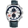 Relógio Curren Masculino 8324 Couro Branco e Azul