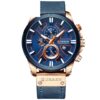 Relógio Curren Masculino Cronógrafo Luminoso Azul e Ouro Rosé