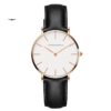 Relógio Masculino Minimalista Couro Branco e Ouro Rosé