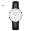 Relógio Masculino Minimalista Couro Branco e Prata