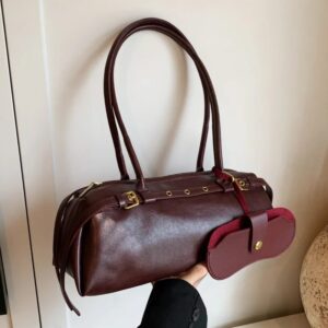 Bolsa de Ombro Feminina Couro PU Marrom