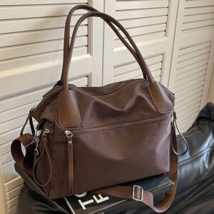 Bolsa de Ombro Feminina Nylon Impermeável Marrom
