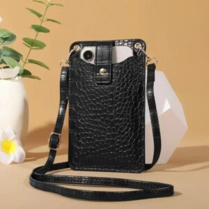 Bolsa Porta Celular Croco Preta