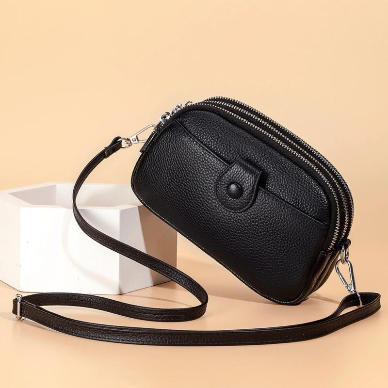 Bolsa Tiracolo Feminina Couro Legítimo Preta