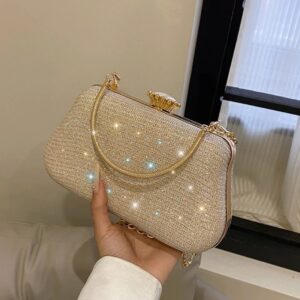 Clutch de Festa Dourada com Fecho Metálico