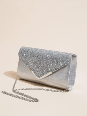 Clutch Envelope Prata com Alça de Corrente