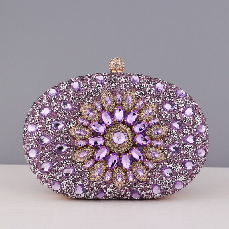 Clutch Feminina Strass Lilás para Festa