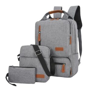 Conjunto Mochila Feminina 3 Peças Cinza