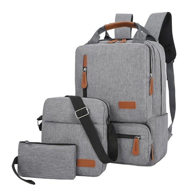 Conjunto Mochila Feminina 3 Peças Cinza