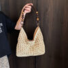 Bolsa de Palha Trançada Ombro Feminina